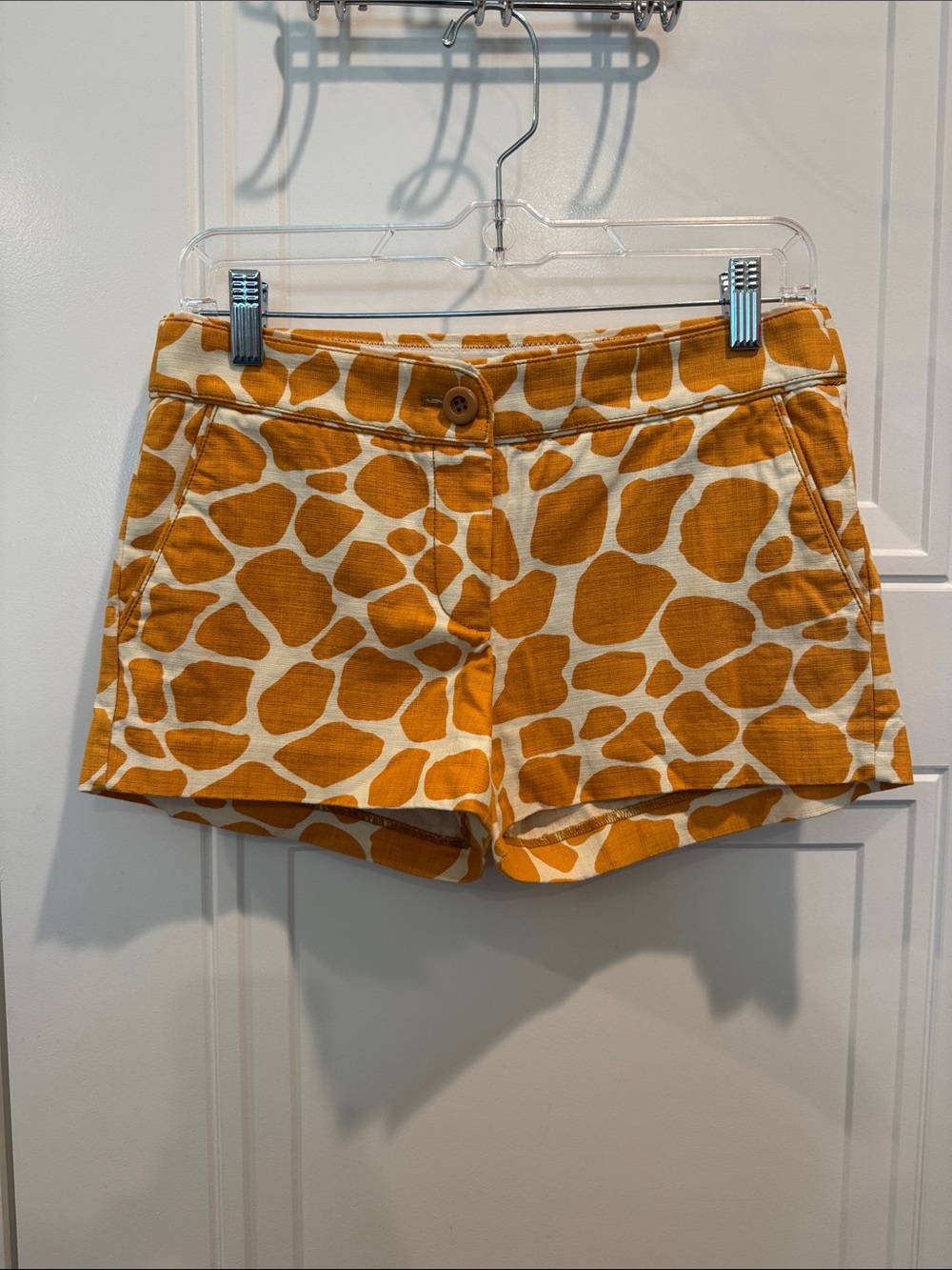 J. Crew Orange and Cream Giraffe-Print Cotton Shorts